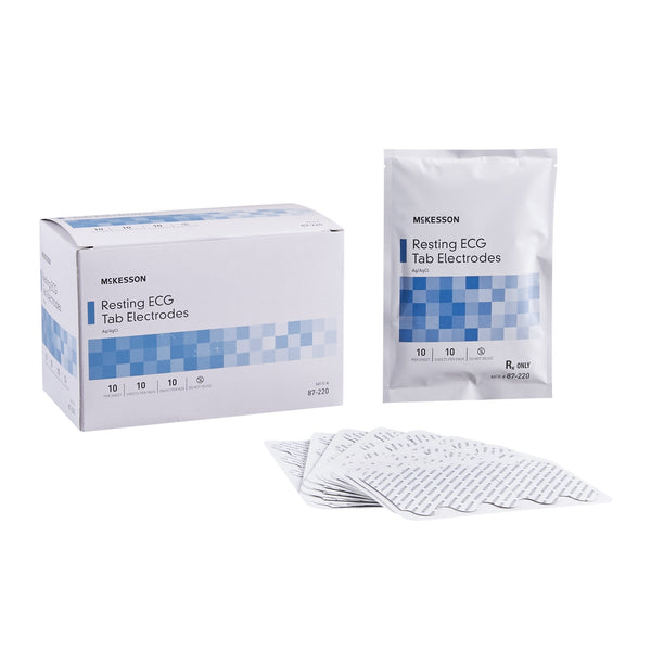 ECG Resting Electrode McKesson Tab Connector Conductive Adhesive Gel Adult Non-Radiolucent 10 per Pack