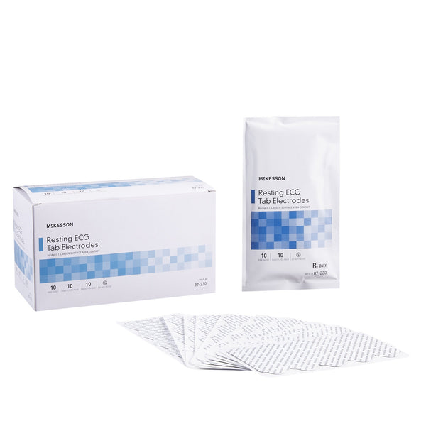 ECG Resting Electrode McKesson Tab Connector Conductive Adhesive Gel Adult Non-Radiolucent 100 per Pack