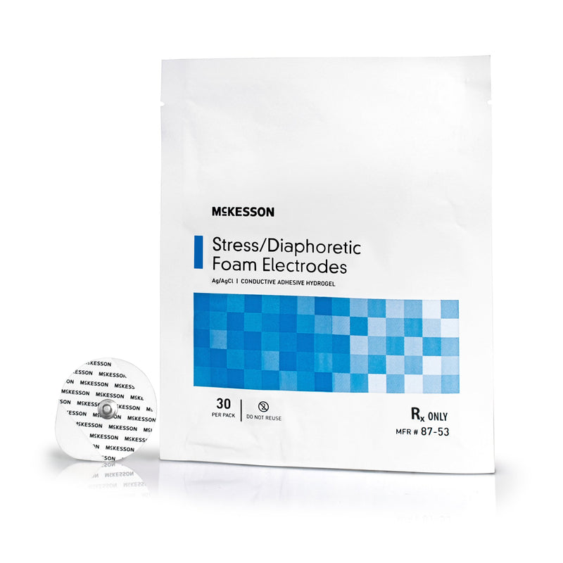 ECG Stress Electrode McKesson Snap Connector Conductive Adhesive Gel Foam Backing Adult Non-Radiolucent 30 per Pack