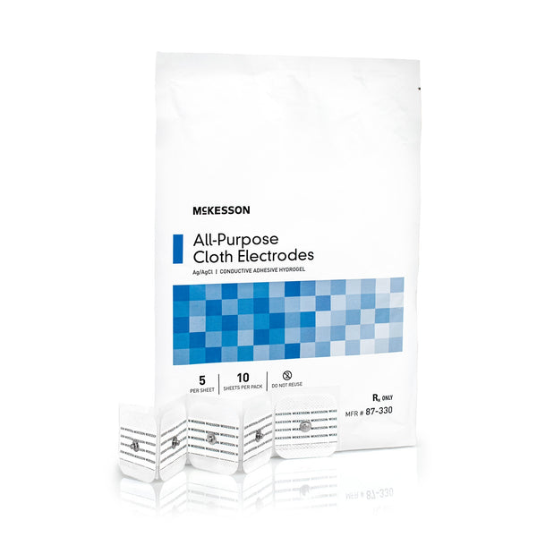 ECG Monitoring Electrode McKesson Snap Connector Conductive Adhesive Gel Cloth Backing Adult Non-Radiolucent 50 per Pack