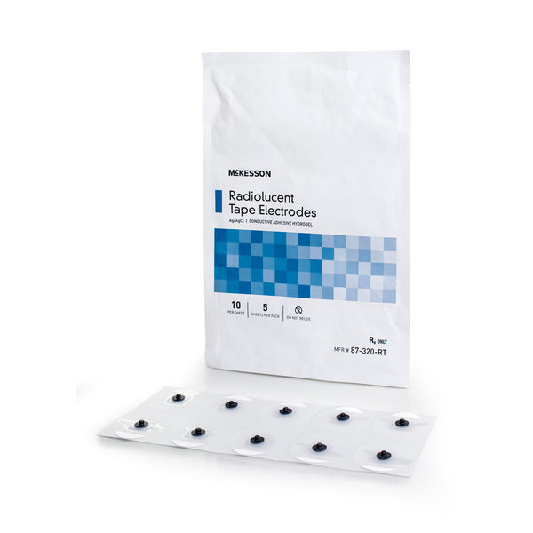 ECG Monitoring Electrode McKesson Snap Connector Conductive Adhesive Gel Tape Backing Adult Radiolucent 5 per Pack