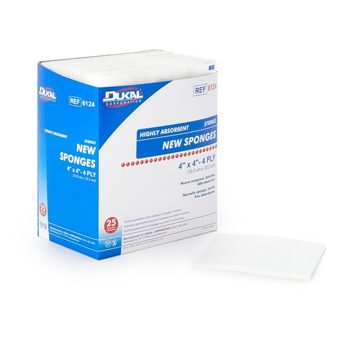 Dukal NonWoven Sponge Polyester / Rayon 4-Ply 4 x 4" Square Sterile, 600/CS