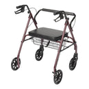 Bariatric 4 Wheel Rollator McKesson Red Adjustable Height / Folding Steel Frame