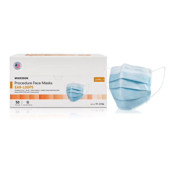 Procedure Mask McKesson ASTM Level 3 Earloops One Size Fits Most