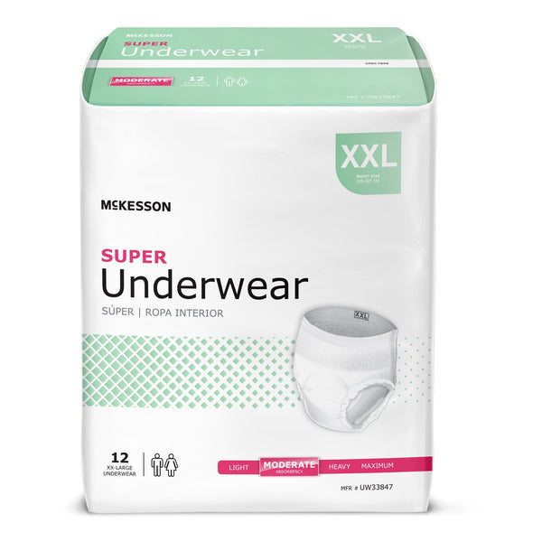 Unisex Adult Absorbent Underwear McKesson Pull On with Tear Away Seams 2X-Large Disposable Moderate Absorbency