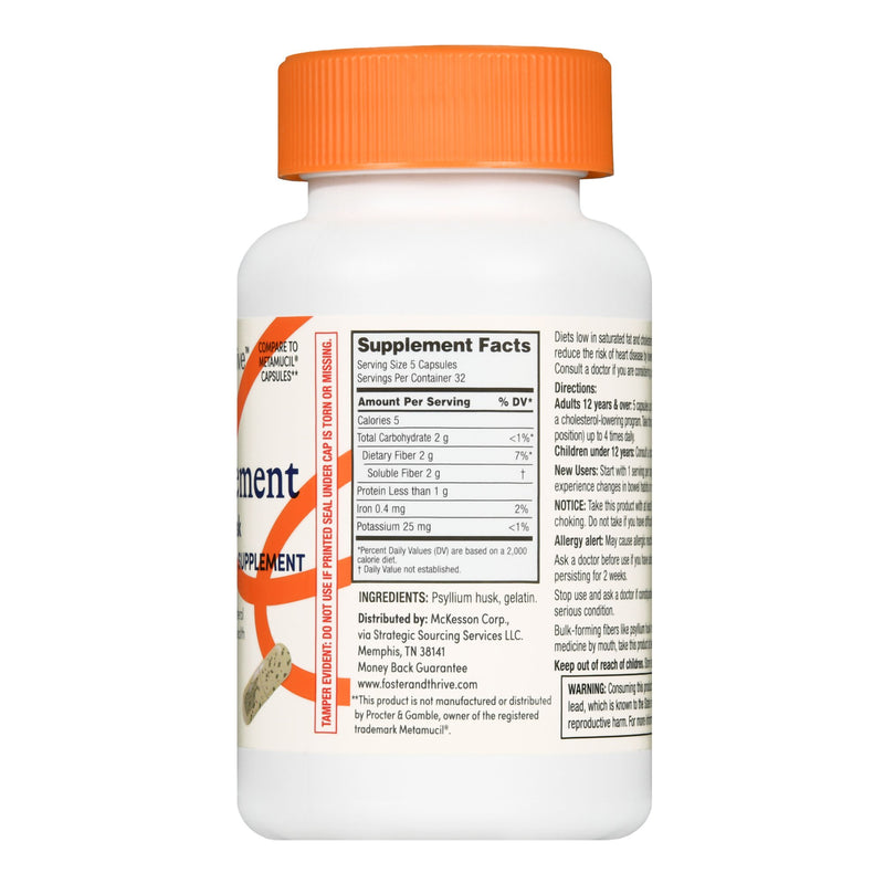 Laxative Foster & Thrive™ Original Flavor Capsule 160 per Bottle 0.52 Gram Strength Psyllium Husk