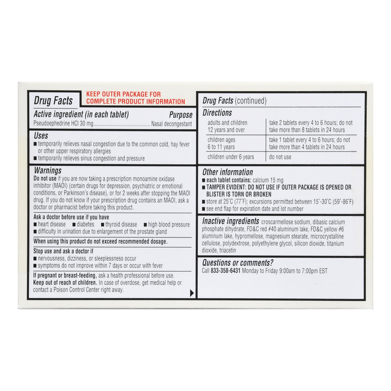 Sinus Relief Foster & Thrive™ 30 mg Strength Tablet 96 per Box