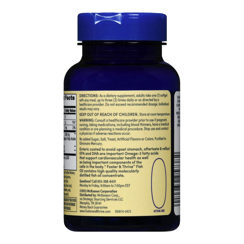 Omega 3 Supplement Foster & Thrive™ Fish Oil 1,000 mg Strength Softgel 60 per Bottle