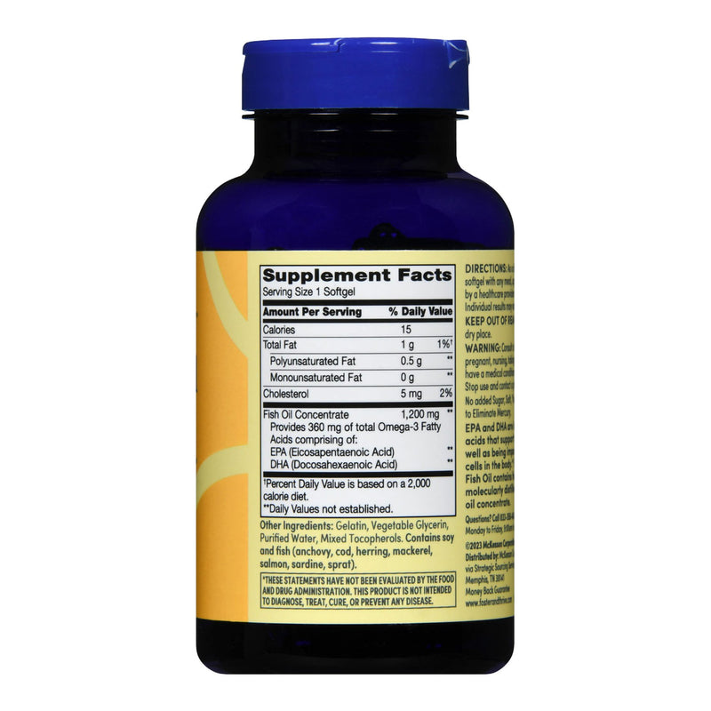 Omega 3 Supplement Foster & Thrive™ Fish Oil 1,200 mg Strength Softgel 100 per Bottle