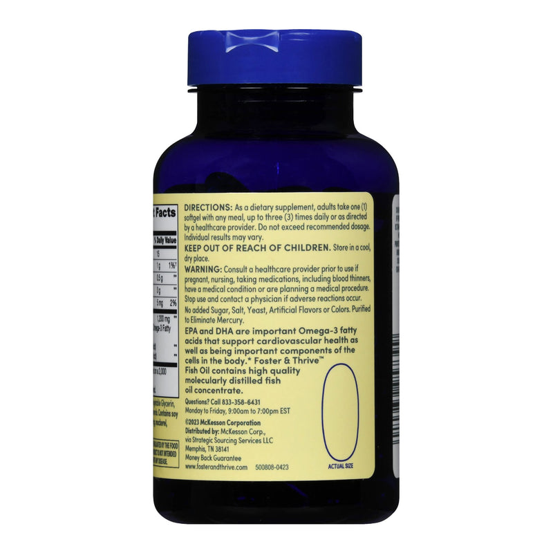 Omega 3 Supplement Foster & Thrive™ Fish Oil 1,200 mg Strength Softgel 100 per Bottle