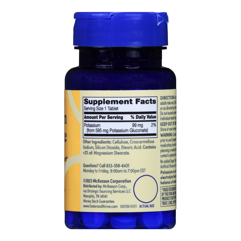 Dietary Supplement Foster & Thrive™ Potassium Gluconate 595 mg Strength Tablet 100 per Bottle