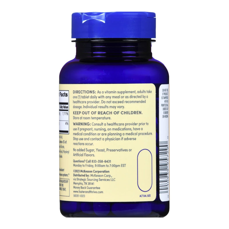 Vitamin C Supplement Foster & Thrive™ Ascorbic Acid 1,000 mg Strength Tablet 100 per Bottle
