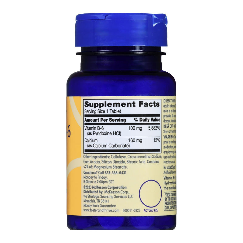 Vitamin Supplement Foster & Thrive™ Vitamin B6 100 mg Strength Tablet 100 per Bottle