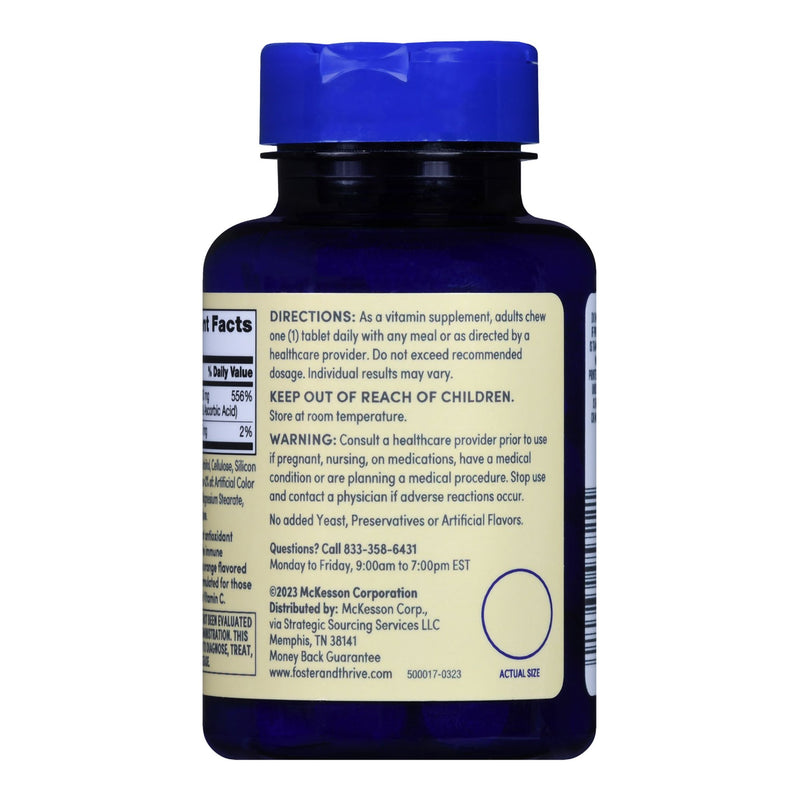 Vitamin C Supplement Foster & Thrive™ Ascorbic Acid 500 mg Strength Chewable Tablet 100 per Bottle