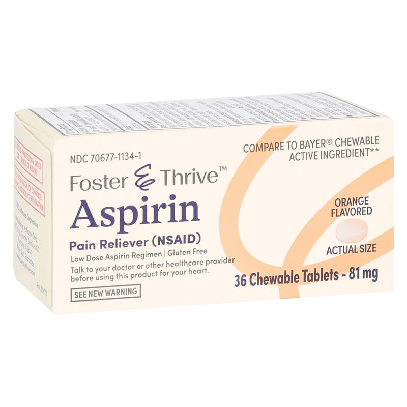 Pain Relief Foster & Thrive™ 81 mg Strength Aspirin Chewable Tablet 36 per Box