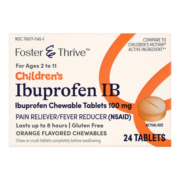 Children's Pain Relief Foster & Thrive™ 100 mg Strength Ibuprofen Tablet 24 per Bottle
