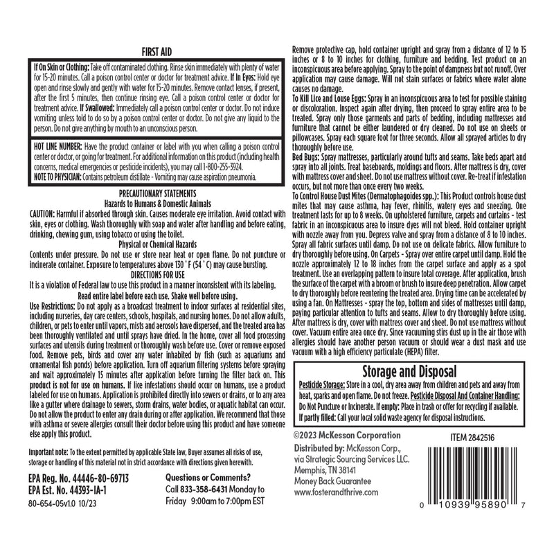 Lice Treatment for Durable Goods Foster & Thrive™ Aerosol Spray Liquid 5 oz. Can NonSterile