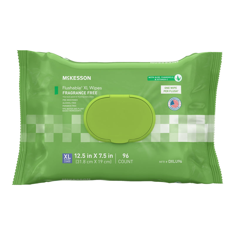 Flushable Personal Wipe McKesson Soft Pack Unscented 96 Count