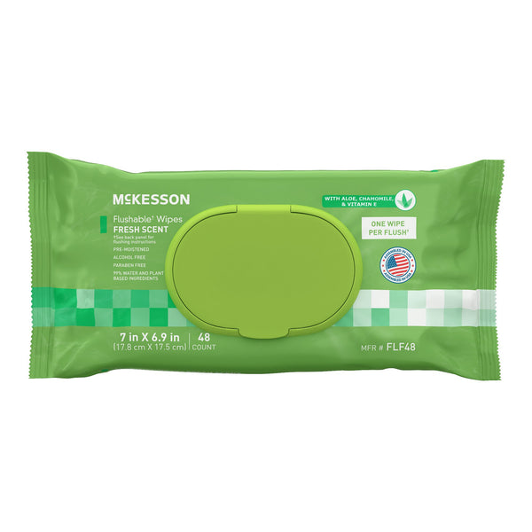 Flushable Personal Wipe McKesson Soft Pack Scented 48 Count