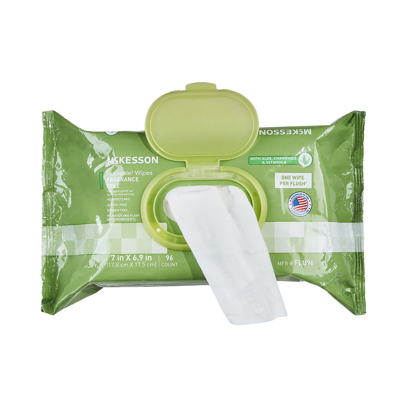 Flushable Personal Wipe McKesson Soft Pack Unscented 96 Count