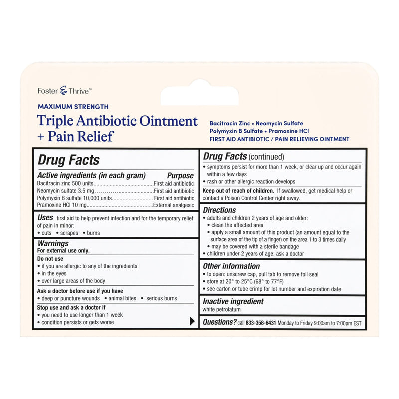 First Aid Antibiotic with Pain Relief Bacitracin / Neomycin / Polymyxin B / Pramoxine HCl Foster & Thrive™ Ointment 1 oz. Tube