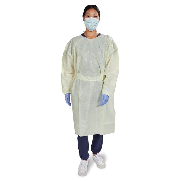 Protective Procedure Gown McKesson One Size Fits Most Yellow NonSterile AAMI Level 2 Disposable