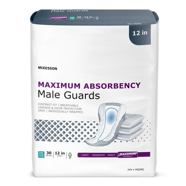 Bladder Control Pad McKesson 12 Inch Heavy Absorbency Polymer Core One Size Fits Most