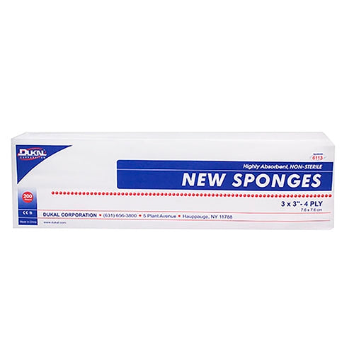 Dukal NonWoven Sponge Polyester / Rayon 4-Ply 3 x 3" Square NonSterile, 200/BG