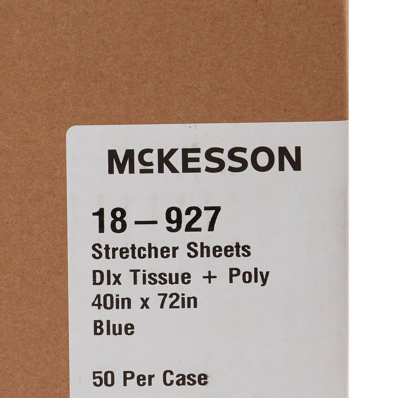 Stretcher Sheet McKesson Flat 40 W X 72 L Inch Blue 50% Cellulose Tissue / 50% Polyethylene Film Disposable