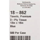 Procedure Towel McKesson 13 W X 18 L Inch Blue NonSterile