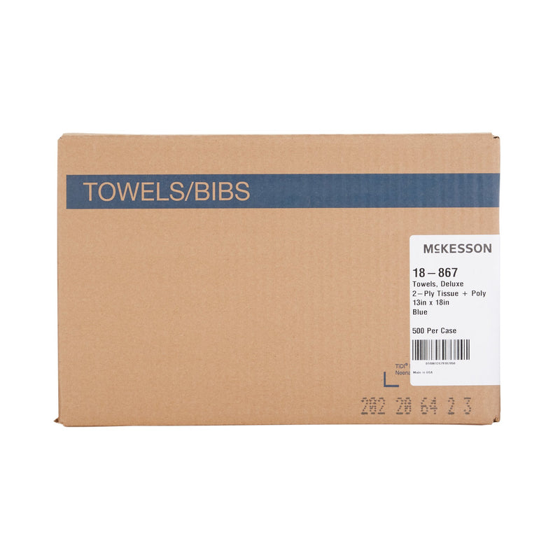Procedure Towel McKesson 13 W X 18 L Inch Blue NonSterile