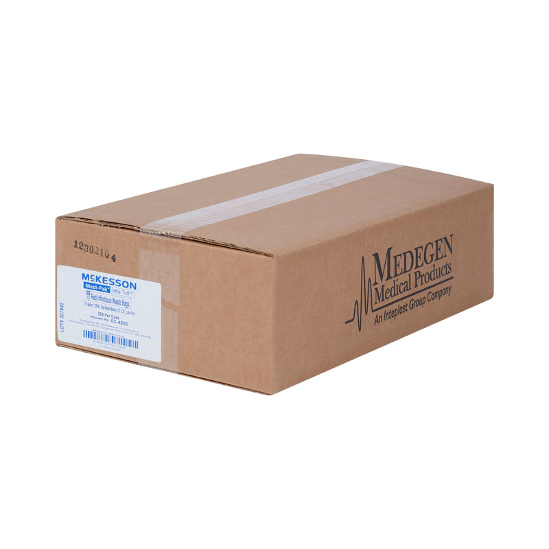 Biohazard Waste Bag McKesson 7 to 10 gal. Red Polyethylene 24 X 24 Inch