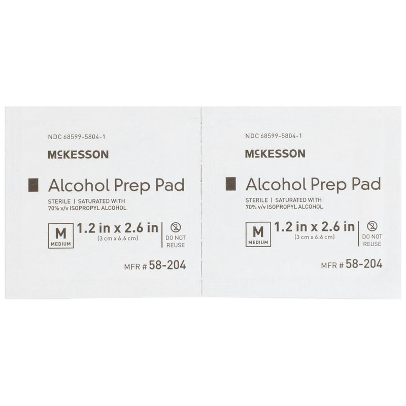 Alcohol Prep Pad McKesson 70% Strength Isopropyl Alcohol Individual Packet Medium Sterile