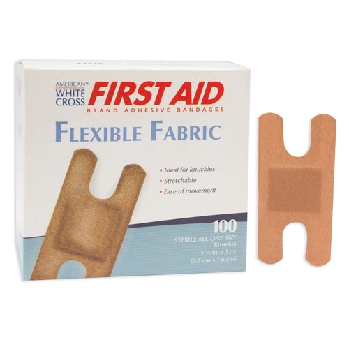 Dukal Adhesive Strip American® White Cross First Aid 1.5 x 3" Fabric Knuckle Tan Sterile, 1200/BX