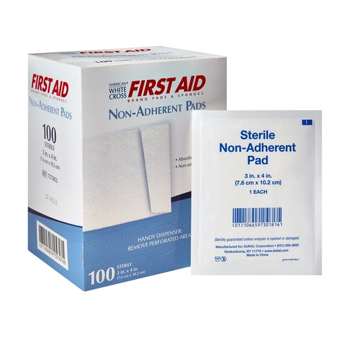 Dukal Non-Adherent Dressing American White Cross First Aid Cotton 3 x 4" Sterile, 1/EA