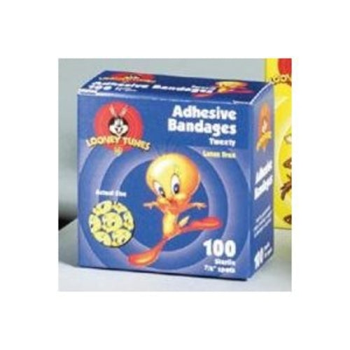 Dukal Adhesive Spot Bandage Looney Tunes 7/8 Inch Plastic Round Kid Design (Tweety and Taz) Sterile, 2400/CS