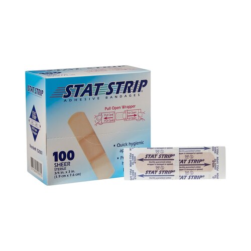 Dukal Adhesive Strip Stat Strip® .75 x 3" Plastic Rectangle Tan Sterile, 100/BX