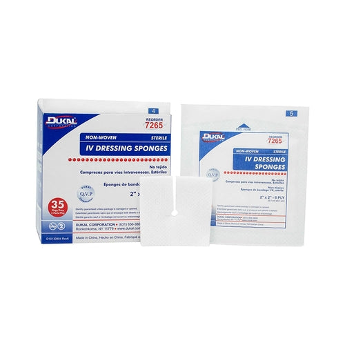 Dukal I.V. / Drain Split Dressing Rayon / Polyester 2 x 2" Square Sterile, 700 EA/CS