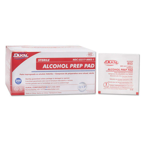 Dukal Alcohol Prep Pad Dukal 70% Strength Isopropyl Alcohol Individual Packet Medium Sterile, 4000/CS