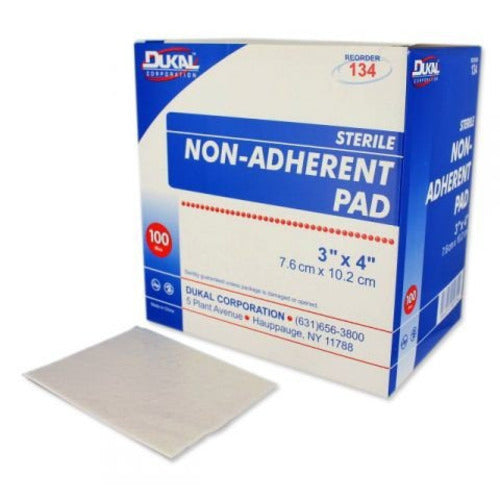 Dukal Pad Non Adherent Str 3X4 100/BX 12Bx/CS Dukal, 100/BX 12Bx/CS