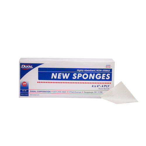 Dukal NonWoven Sponge Polyester / Rayon 4-Ply 4 x 4" Square NonSterile, 2000/CS