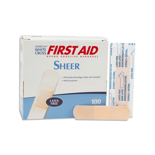 Dukal Adhesive Strip American® White Cross First Aid .75 x 3" Plastic Rectangle Tan Sterile, 100/BX