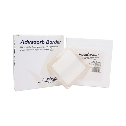 Dukal Silicone Foam Dressing Advazorb Border® 6 x 6" Square Silicone Adhesive with Border Sterile, 10/BX