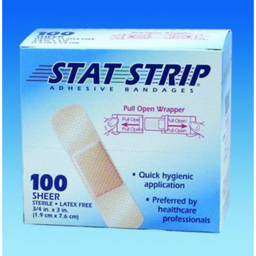 Dukal Adhesive Strip Stat Strip® 1 x 3" Plastic Rectangle Sheer Sterile, 100 EA/BX, 12BX/CS
