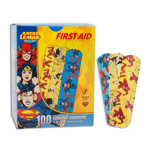 Dukal Adhesive Strip Stat Strip® .75 x 3" Plastic Rectangle Kid Design (Superman / Wonder Woman) Sterile, 1200/CS