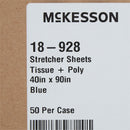 Stretcher Sheet McKesson Flat 40 W X 90 L Inch Blue 50% Cellulose Tissue / 50% Polyethylene Film Disposable