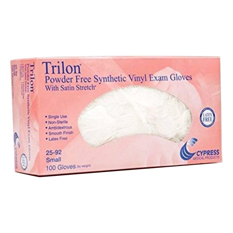Exam Glove Trilon® Small NonSterile Vinyl Standard Cuff Length Smooth Clear Not Rated WITH PROP. 65 WARNING