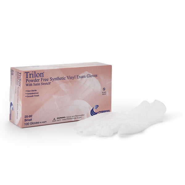 Exam Glove Trilon® Small NonSterile Vinyl Standard Cuff Length Smooth Clear Not Rated WITH PROP. 65 WARNING