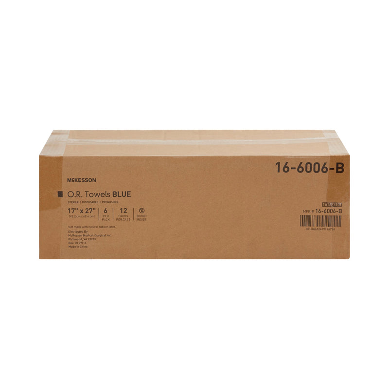 O.R. Towel McKesson 17 W X 27 L Inch Blue Sterile