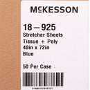 Stretcher Sheet McKesson Flat 40 W X 72 L Inch Blue 50% Cellulose Tissue / 50% Polyethylene Film Disposable